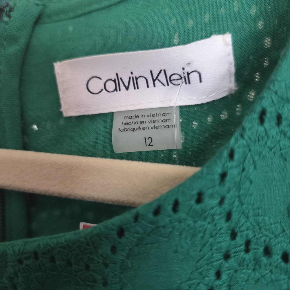 Calvin Klein‎ Teal Eyelet Fit & Flare Dress - Picture 3 of 3